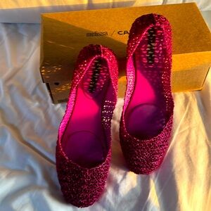 Pink Glitter Jelly Flats